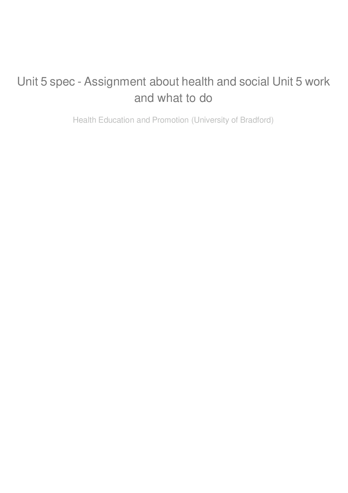 Preview image for Unit 5 Meeting Individual Care And Support Needs